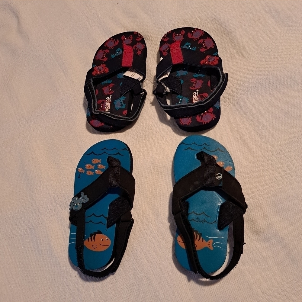 Gymboree size 5/6 toddler flip flops crabs, fish, octopus, New without swing tag